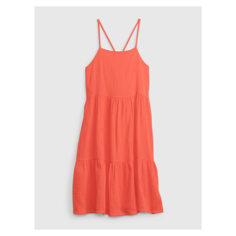 Oranžové holčičí šaty volánové šaty GAP