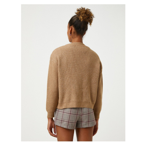 Koton V-Neck pletený svetr s dlouhým rukávem