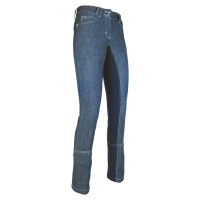 Kalhoty jezdecké Miss Blink HKM, s celokoženým sedem, dámské, jeans blue