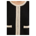 Trendyol Black Color Block Crop Regular/Normal Pattern Tweed Knitted Blouse