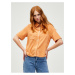 Oranžová košile s krátkým rukávem Pieces Teri