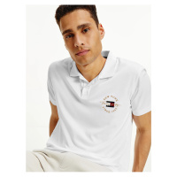 Bílé pánské polo triko Tommy Hilfiger Icon Logo Interlock - Pánské