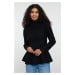 Trendyol Black Premium Yarn/Special Yarn Stand Collar Knitwear Sweater