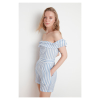 Trendyol Blue Petite Striped Jumpsuit