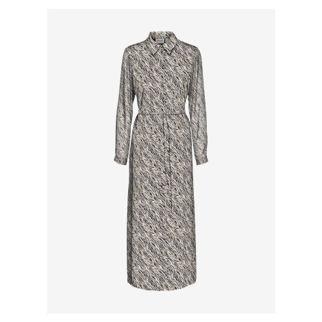 Krémové dámské vzorované košilové maxišaty VERO MODA Rylee