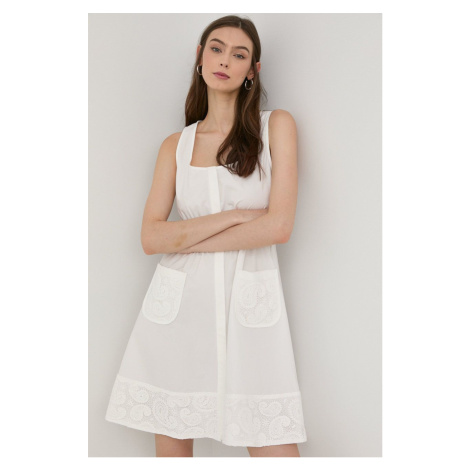 Bavlněné šaty The Kooples bílá barva, mini