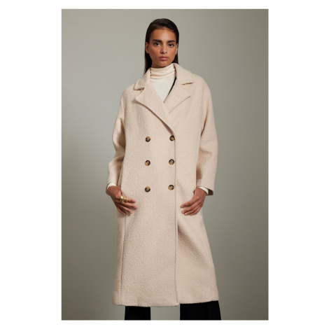 Trendyol Light Beige Boucle Regular Long Wool Coat