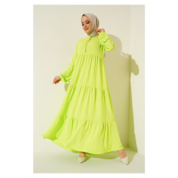 Bigdart 1627 Collar Lace-Up Hijab Dress - V. Green