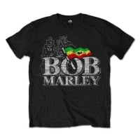 Bob Marley Tričko Distressed Logo Unisex Black