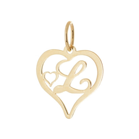 Přívěšek srdce s písmenem L ze žlutého zlata ZZ0435F