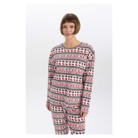 DEFACTO Fall In Love New Year Themed Crew Neck Long Sleeve Pajama Top