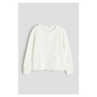 H & M - Propínací svetr z bavlny - bílá