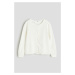 H & M - Propínací svetr z bavlny - bílá