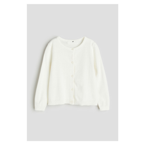 H & M - Propínací svetr z bavlny - bílá H&M