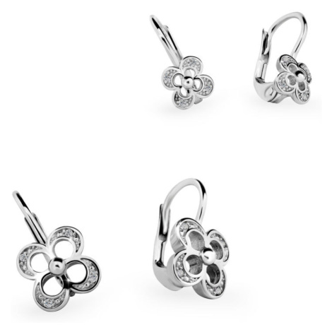 Set dámských a dětských náušnic Danfil 3493/2200, bílé zlato, White, zapínání klapka