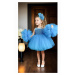 N4732 Dewberry Chiffon Sequined Girls Evening Dress-BLUE