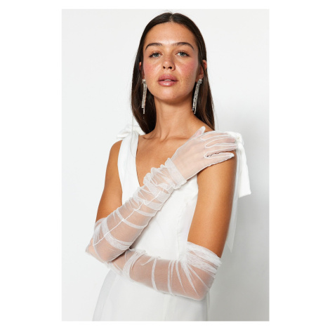 Trendyol Ecru Sheer Tulle Bridal Wedding Gloves