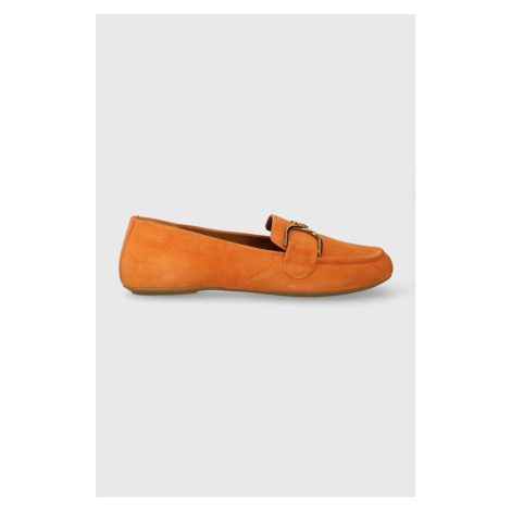 Semišové mokasíny Geox D PALMARIA dámské, oranžová barva, na plochém podpatku, D45MUJ 00021 C200
