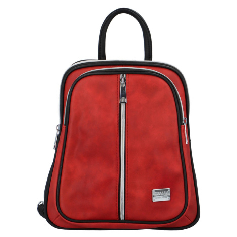 Módní dámský koženkový batoh Florence, červeno-černý Tessra