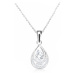 Stříbrný 925 náhrdelník - kontura slzy se zirkony, spirálovitý řetízek