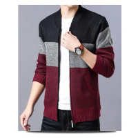 Tříbarevný pánský svetr na zip