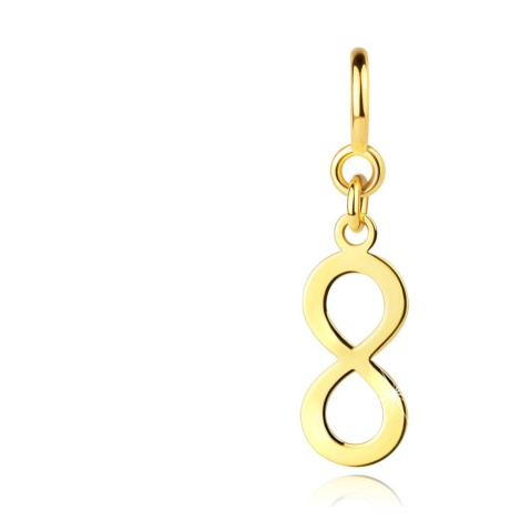 Přívěsek na náramek ze zlata 375 - lesklý symbol nekonečna, pérový kroužek Šperky eshop