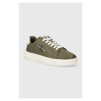 Kožené sneakers boty Calvin Klein Jeans CHUNKY CUPSOLE MONOLOGO černá barva, YM0YM00681