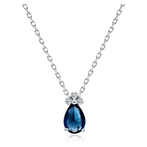 Klenoty Amber Elegantní stříbrný náhrdelník modrý Amanda