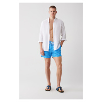 Avva Men's Blue Quick Drying Floral Printed Standard Size Custom Boxed Swimsuit Marine Shorts