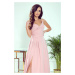 Růžové elegantní maxi šaty popruhy