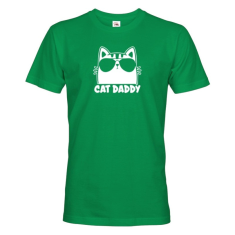 Pánské vtipné tričko s potiskem Cat daddy - kočičí táta – pánské kočky BezvaTriko