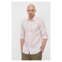 Plátěná košile Guess růžová barva, regular, s klasickým límcem