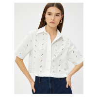 Koton Embroidered Crop Shirt