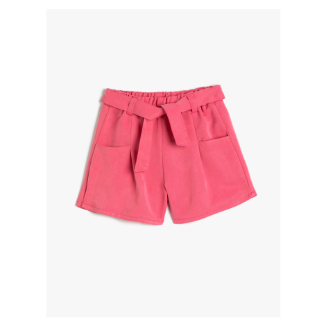 Koton Shorts With Belt Detailed Pockets, Elastic Waist Modal Fabric.