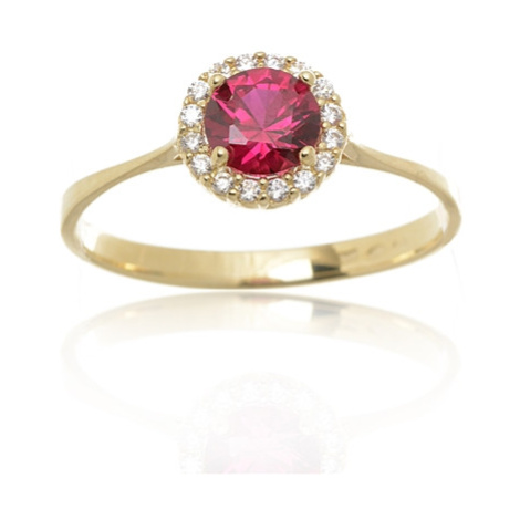 Dámský zlatý prsten s rubínem a zirkony PR0548F + DÁREK ZDARMA Ego Fashion