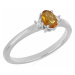 Prsten stříbrný s Madeira citrínem a zirkony Ag 925 015001 MCT - 59 mm , 1,4 g