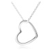 Náhrdelník - kontura souměrného srdce, blyštivý řetízek, stříbro 925