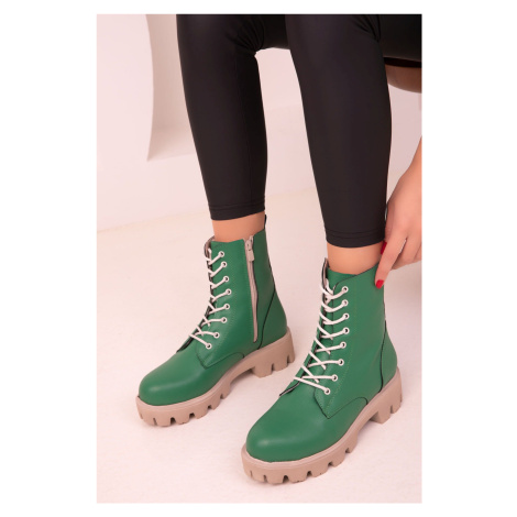 Dámské zelené boty a kotníkové boty Soho 17612