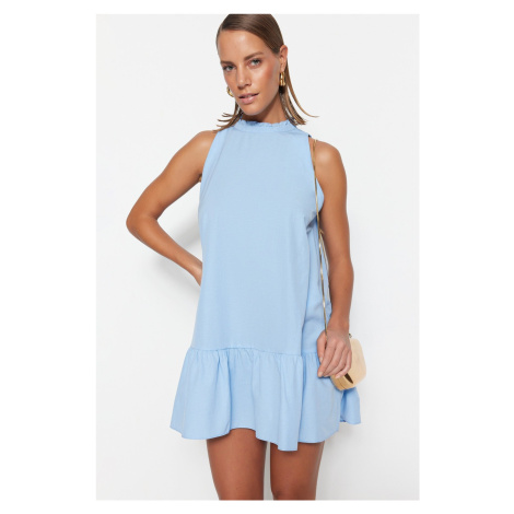 Trendyol Blue Relaxed Fit Mini Sleeveless Woven Dress