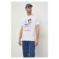 Bavlněné tričko Paul&Shark bílá barva, s potiskem, 24411109