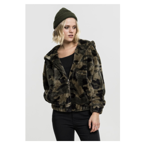 Bunda Urban Classics Ladies Camo Teddy Jacket - olive camo