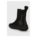 Kožené kotníkové boty Camper Ground dámské, černá barva, na plochém podpatku, K400654.001