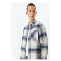 Koton Navy Blue Plaid Men's Adult Shirt