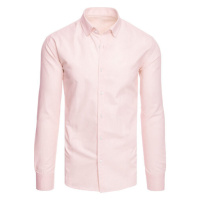 Pánská jednobarevná světle růžová košile Dstreet DX2516