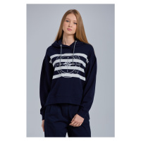 MIKINA GANT D1. EMBROIDERED STRIPE HOODIE modrá