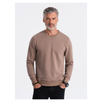 Ombre BASIC men's hoodless sweatshirt - light brown