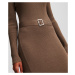 Šaty karl lagerfeld lslv buckle belt knit dress beige