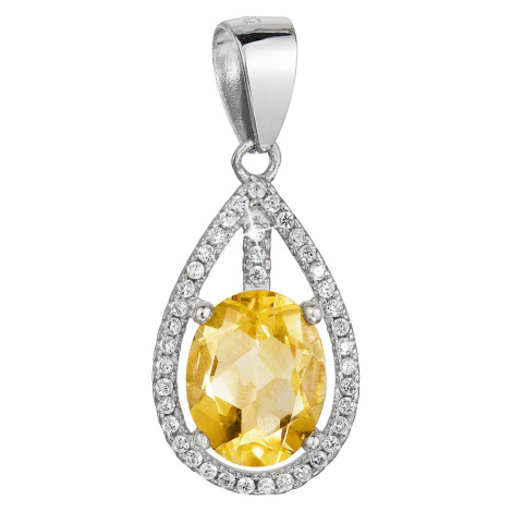 Stříbrný přívěsek slza žlutý zirkon 14034.3 citrine