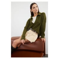 Trendyol Khaki Soft Textured Polo Neck Knitwear Sweater