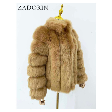 Zimní kožešinová bunda kožich se stojatým límcem A.Zado.Rin